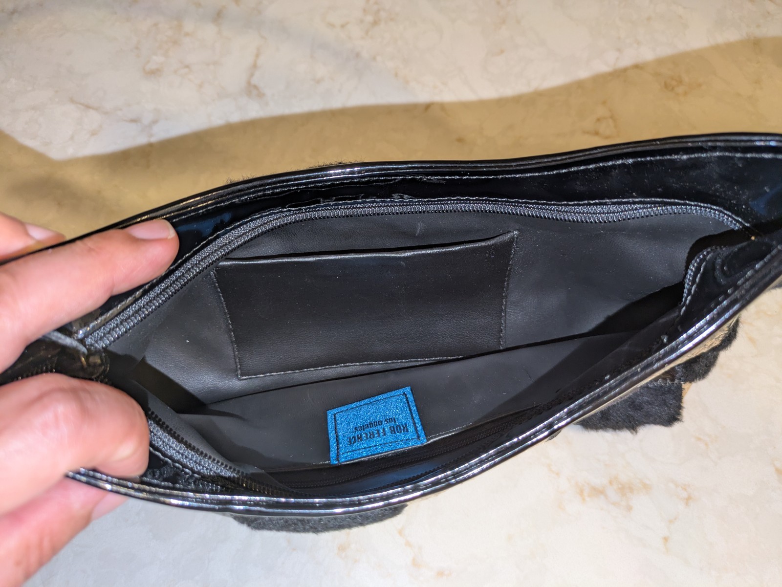 Rob Ference LA Black Patent Leather, Calf Hair, and Snakeskin Purse