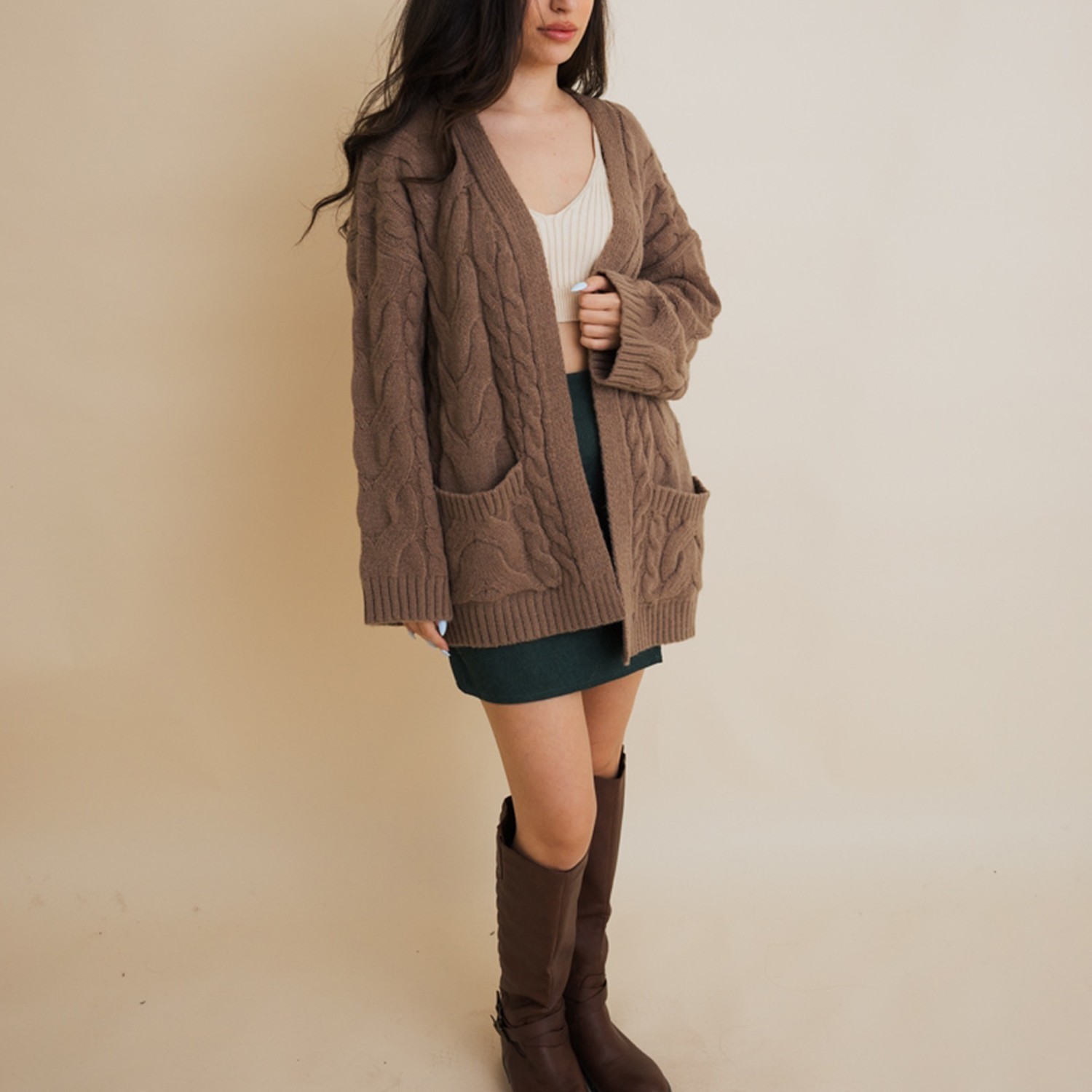 Dreamy Days Cable Knit Open-Front Cardigan – Cozy & Stylish for All Seasons