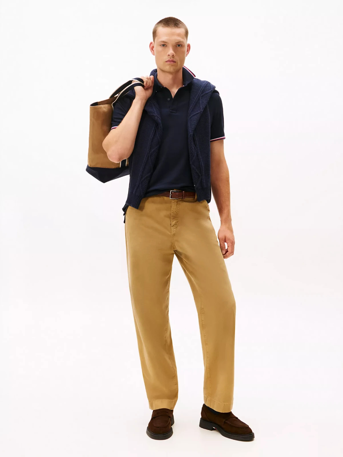 Tommy Hilfiger Men’s Regular Fit Stretch Polo Shirt Short Sleeve Desert Sky Size