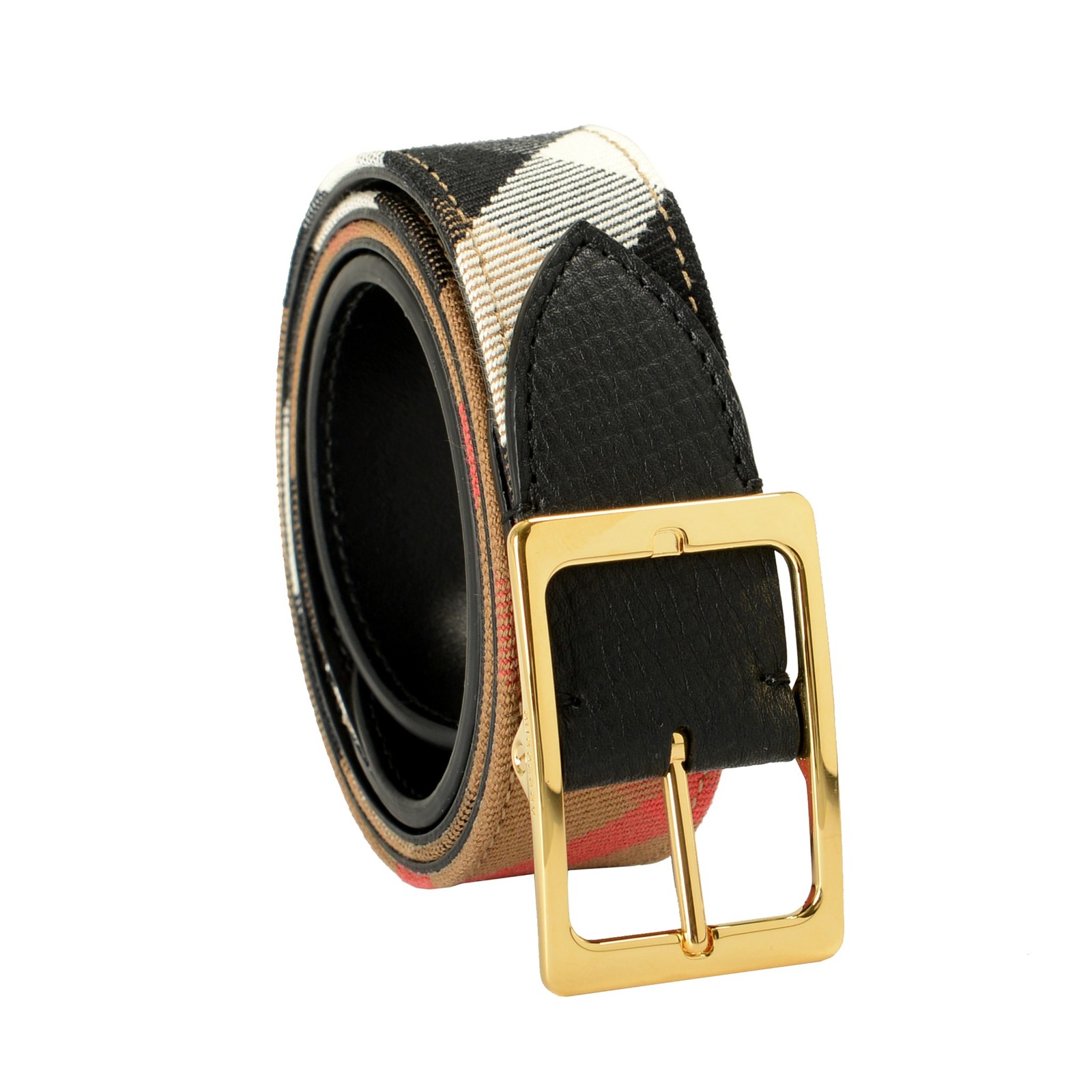 Burberry Reversible30 Housecheck Leather/Canvas Signature Print Belt US 30 IT 75