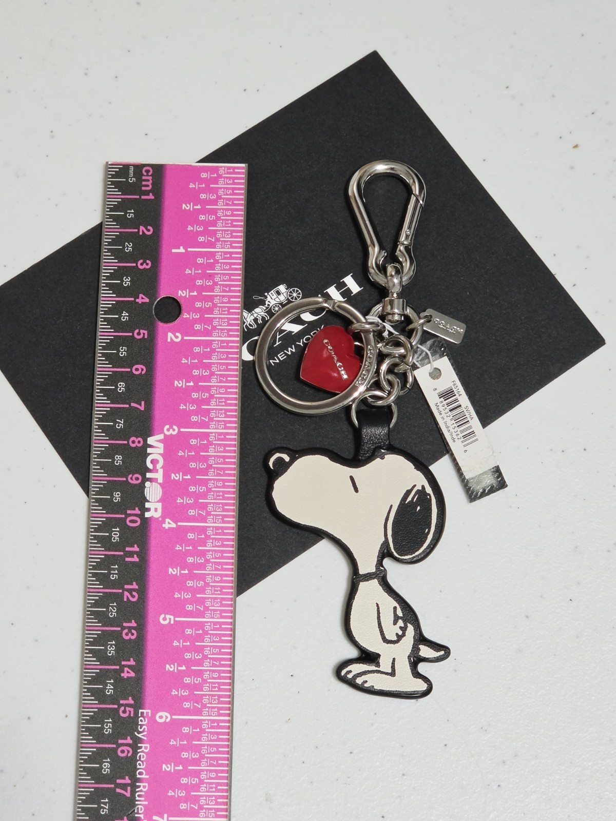 NEW Coach Snoopy Peanuts Kissing Red Love Heart Keychain Bag Charm Fob F65164