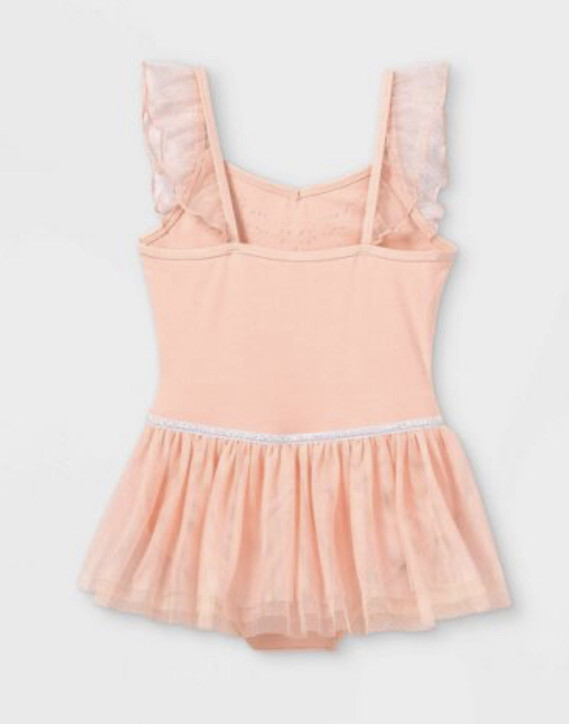 Cat & Jack Pink Cami Flutter Sleeve Leotard Girls Size S (6/6X)