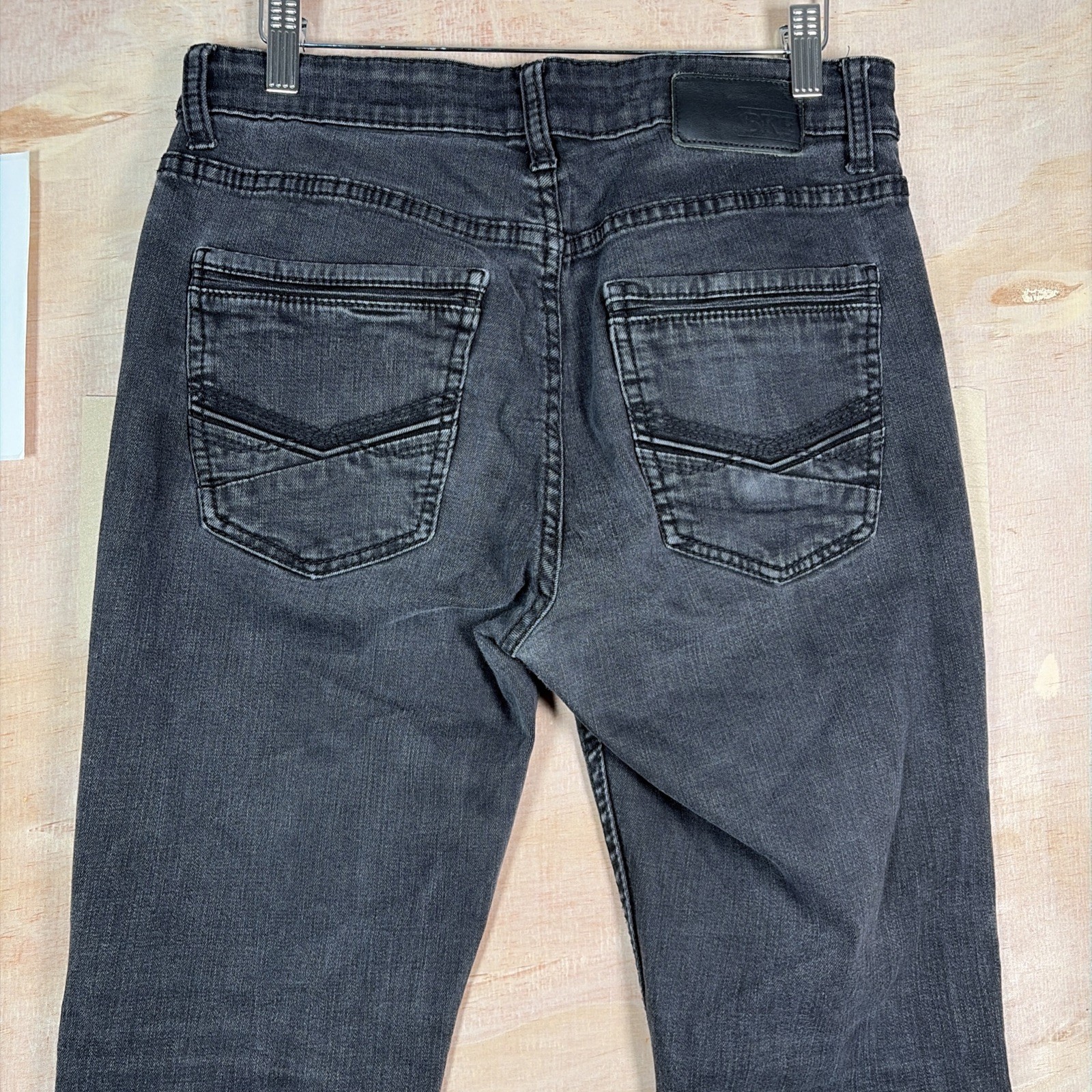 BKE Alec Mens Straight Leg Jeans Black Stretch Denim Size 32R 30×32