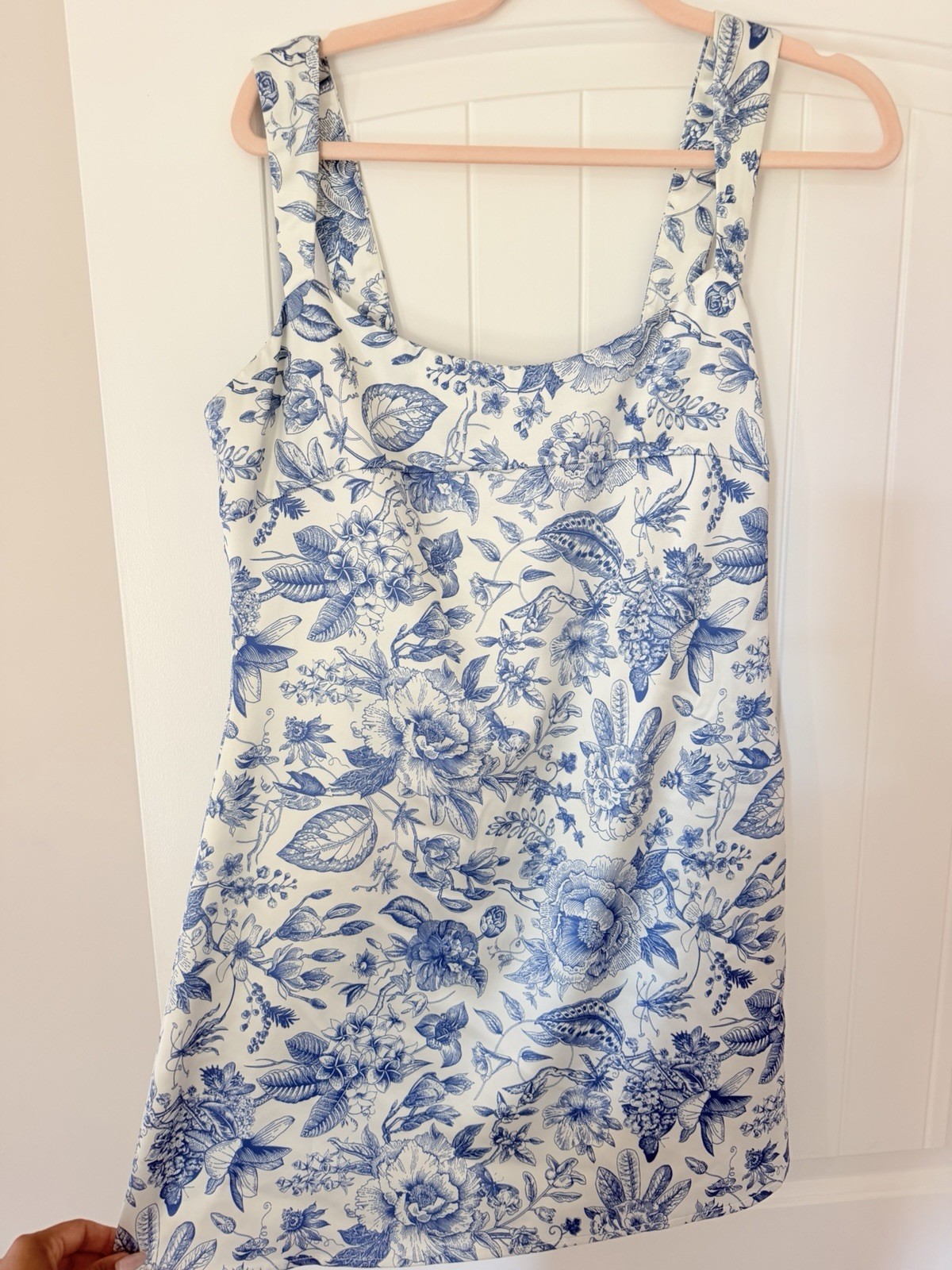 Peppermayo Blue White Toile Floral Mini Dress XL US 12 Sleeveless Cottagecore
