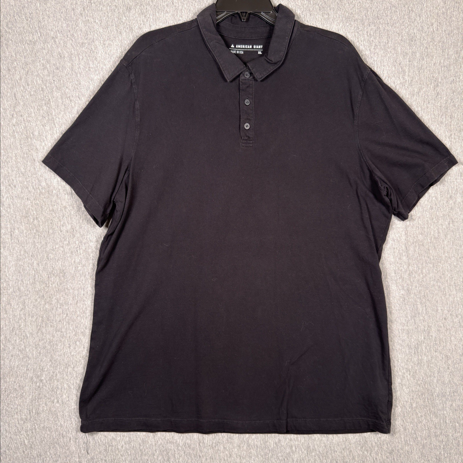 American Giant Polo Shirt Mens XL Black Short Sleeve 100% Cotton Collared USA