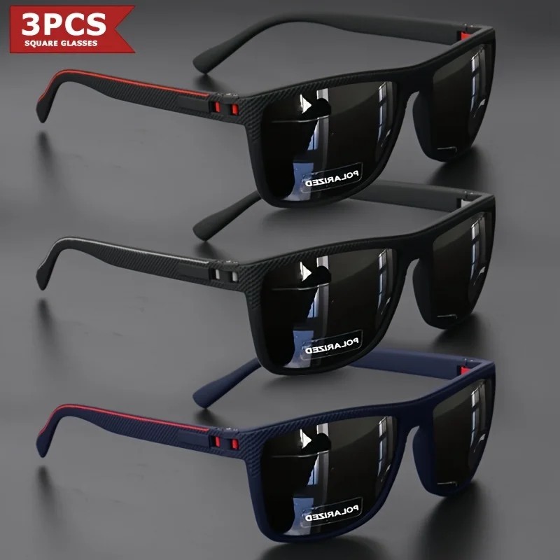 Polarized Square Sunglasses UV400 Spring Hinge Driving Fishing Outdoor Eyewear N