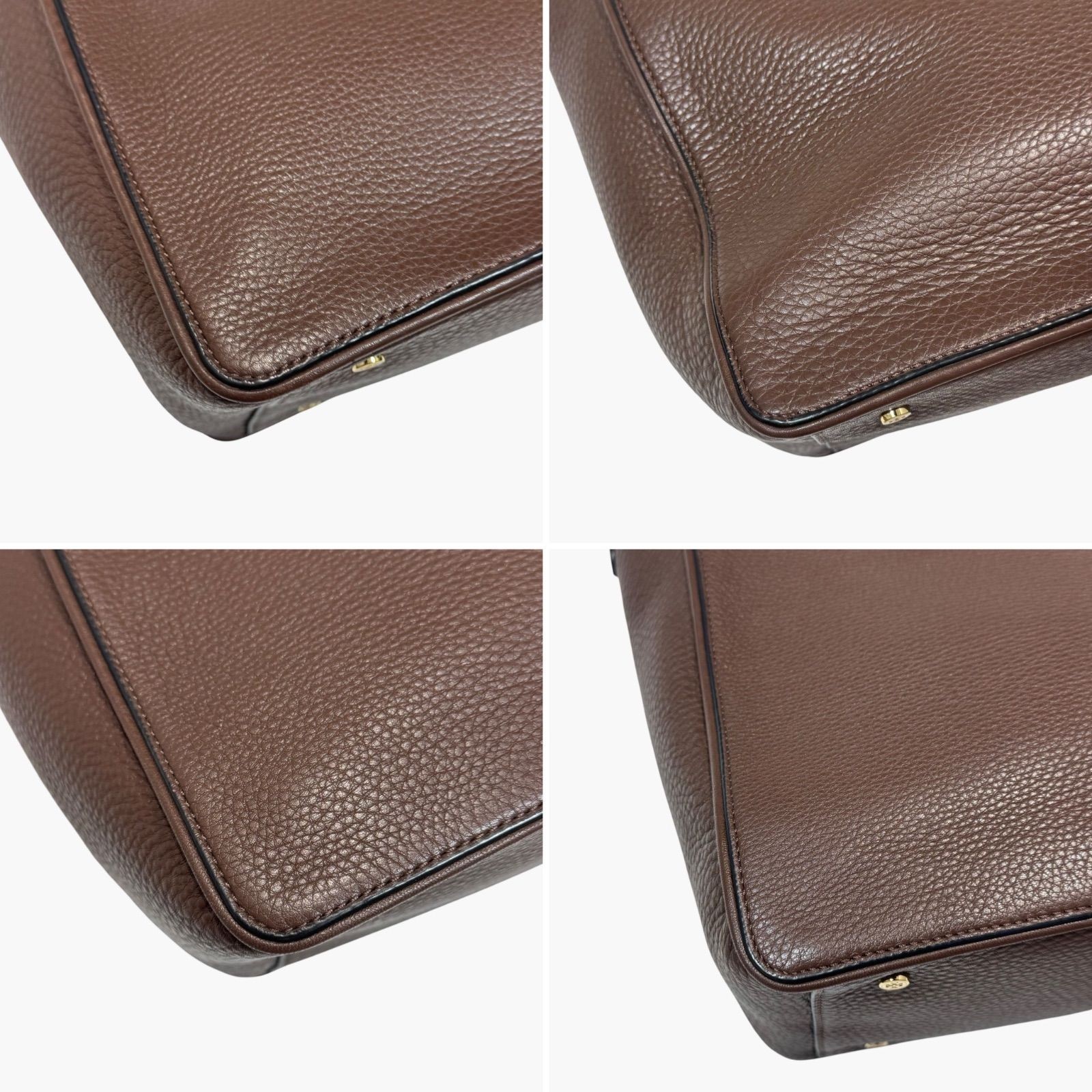 TORY BURCH Tory Burch Robinson 2WAY leather tote bag shoulder bag dark brown A4
