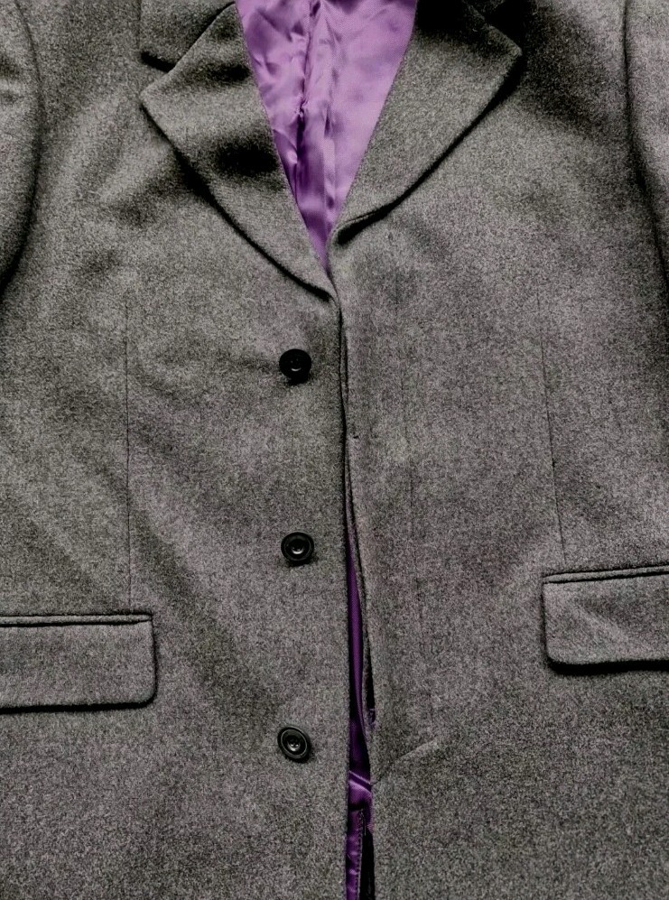 Richard Paul Menswear Grey Wool Blend Warm Winter Midi Overcoat Coat. Size UK XL