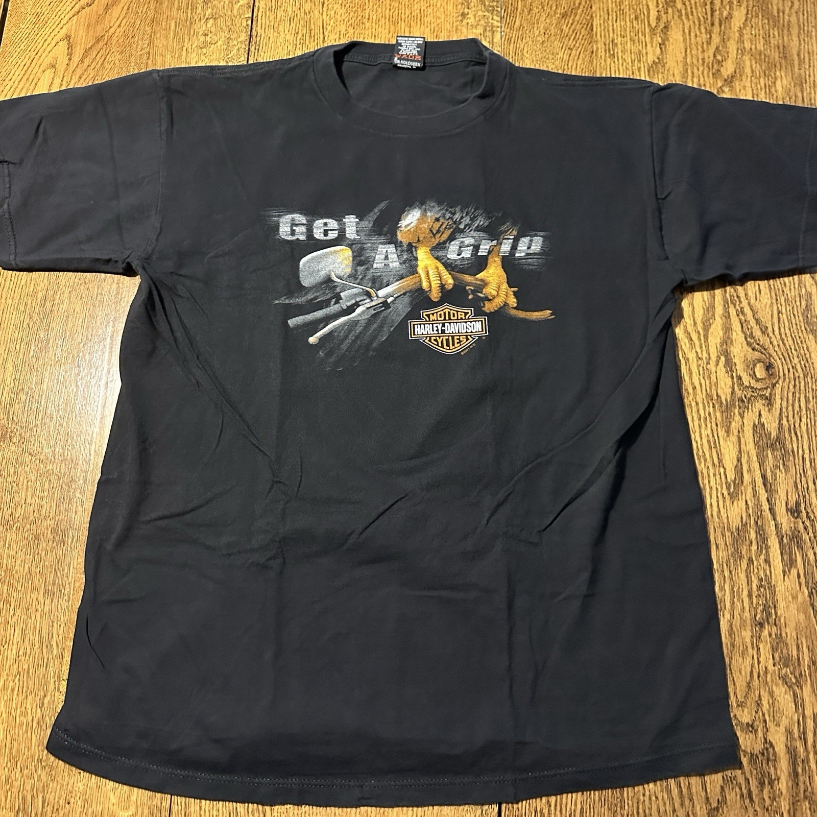Vtg 2001 Harley Davidson Holoubek Shirt XL Made USA Thiels Wheels Upper Sandusky