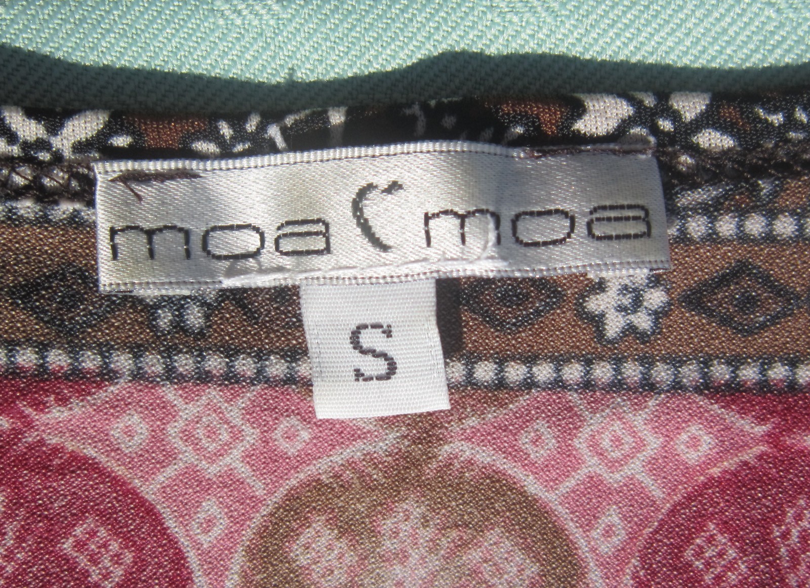 Vintage Moa Moa Brown/Pink Floral Empire Tie Waist Top Size S