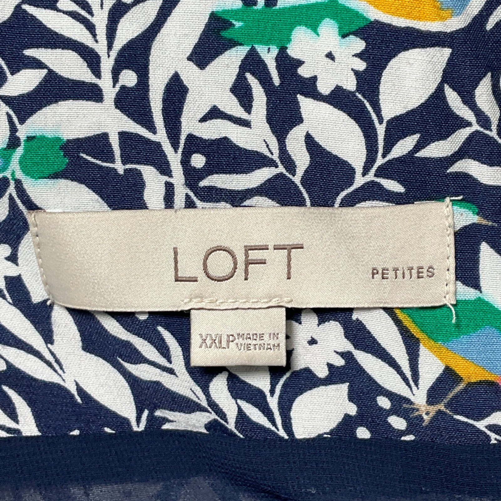 LOFT Floral Bird Print V Neck Sleeveless Midi Dress Sz XXL Casual Travel Beach