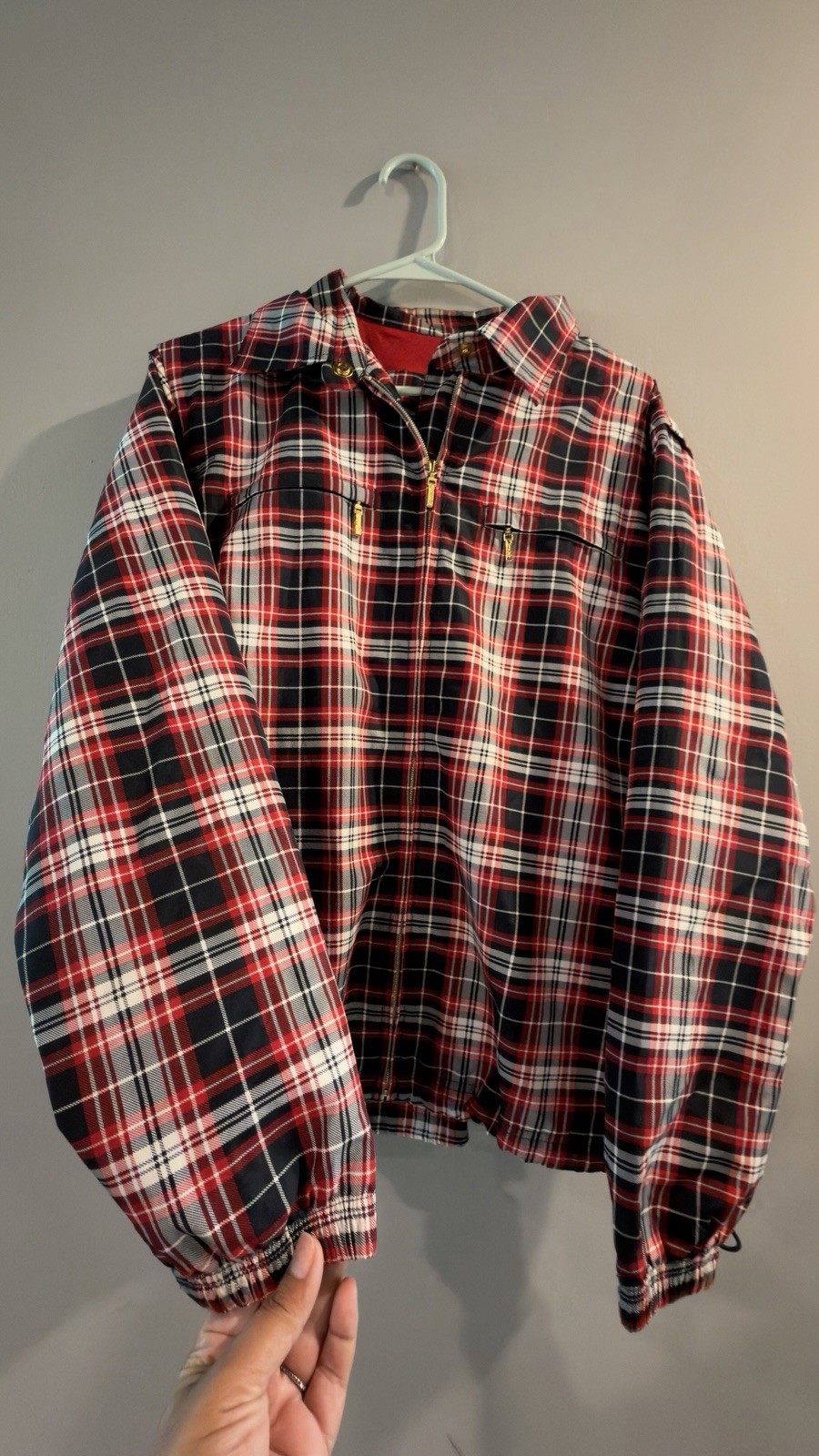 Catalina Men’s Plaid Full Zip Lined Jacket Red/Black/White Size L