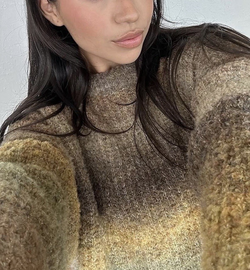 Ombre Striped Knit Sweater Earth Tone Distressed Large L Eleven Eleven Boutique