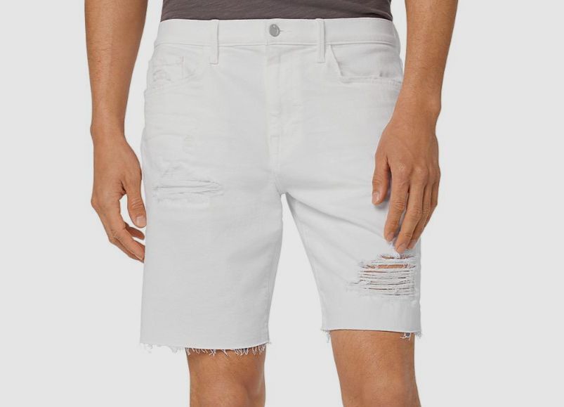 $168 Joe’s Jeans Men’s White Distressed Stretch Cotton Blend Denim Shorts 38