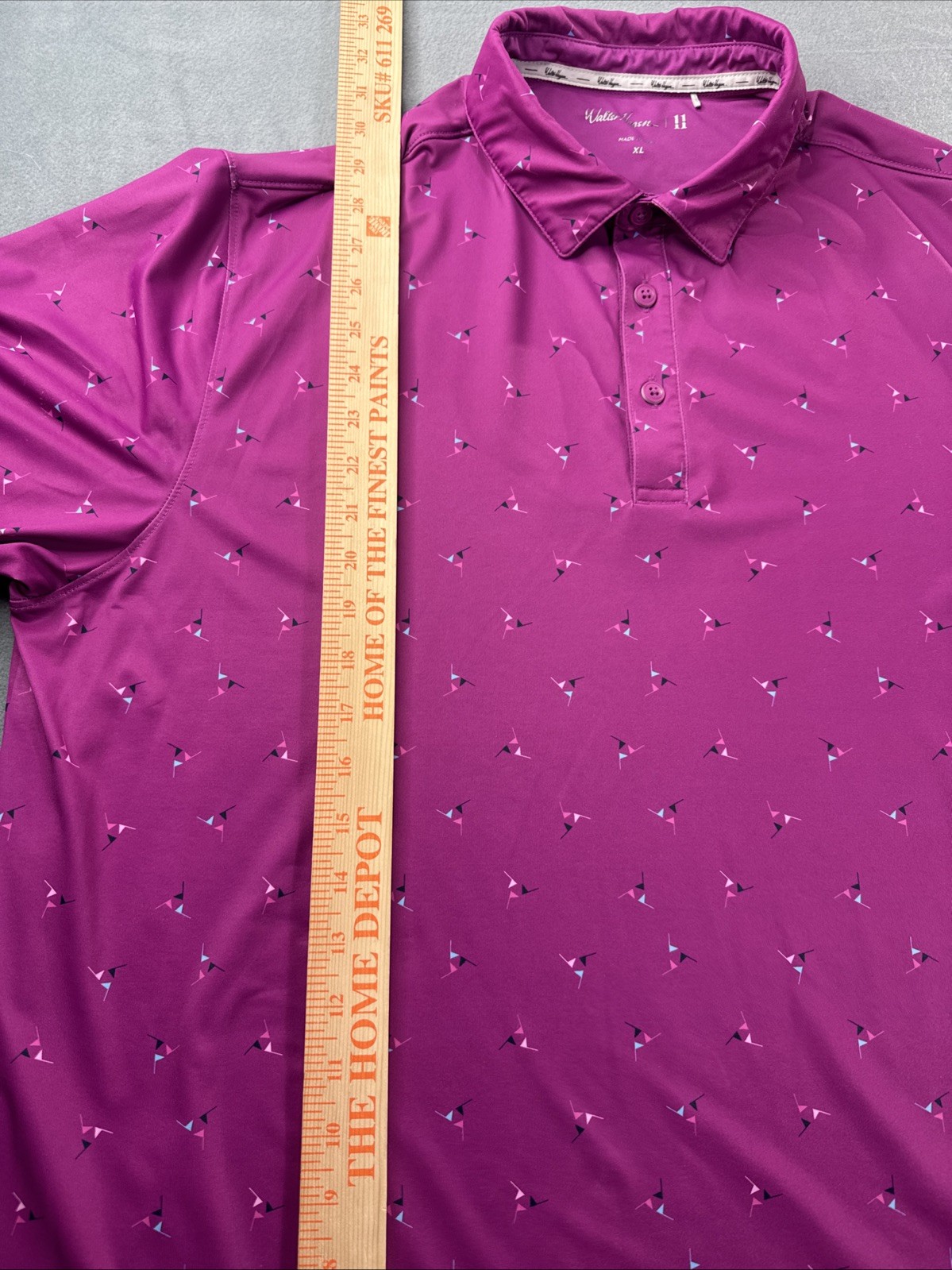 Walter Hagen 11 Golf Performance Polo Shirt Mens XL Novelty Flag Print Preppy