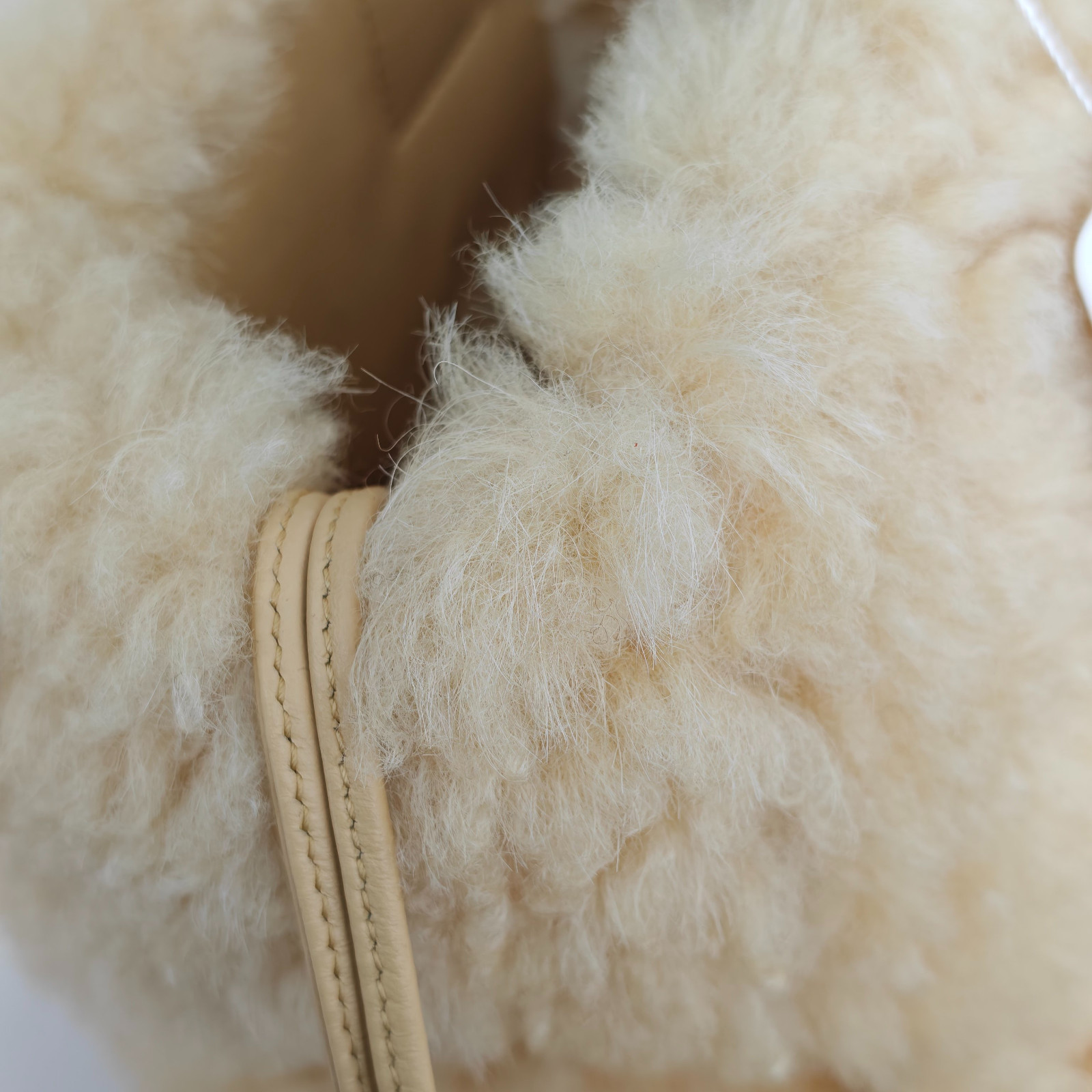 Authentic Bottega Veneta Plush Tote Bag Shearling and Leather Tote Bag Yellow