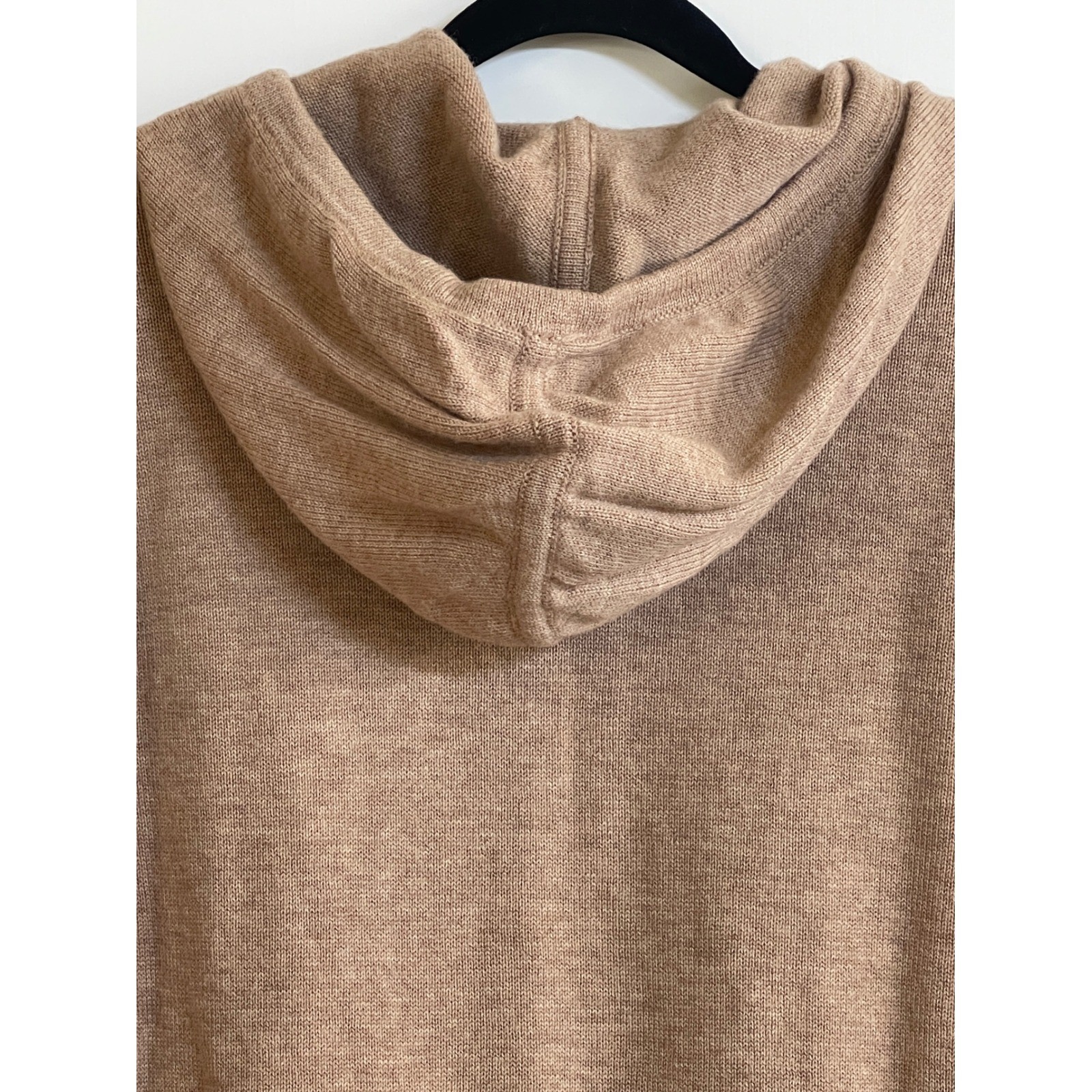 Athleta 100% Wool Sweater Women XXS Hooded Tan Brown Knit Cozy Oversized Top