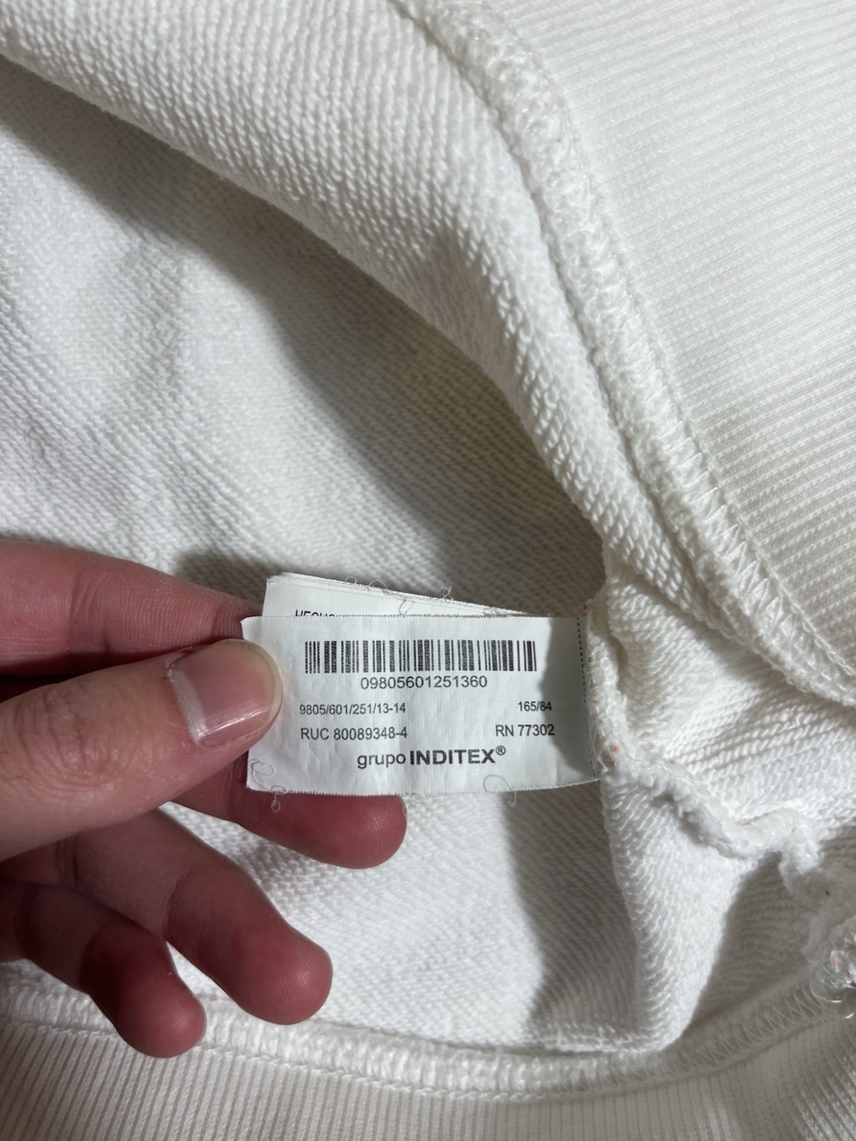 Zara Hoodie White 13-14 Cm 164 Sweatshirt Long Sleeve 100% Cotton Knit VGC