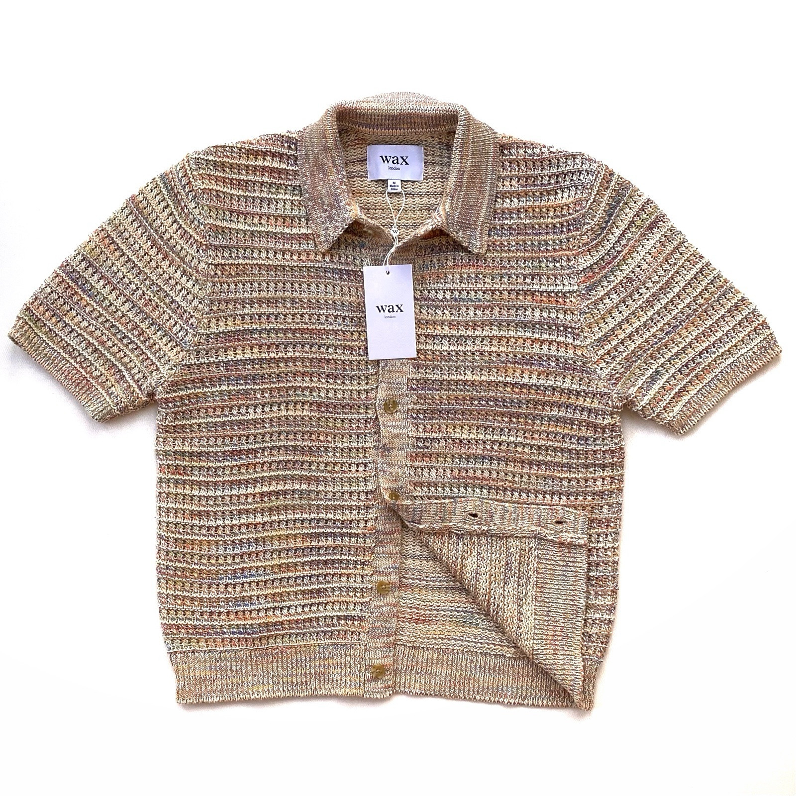 Brand New Wax London Tellaro Rainbow Twist Knitted Polo Shirt