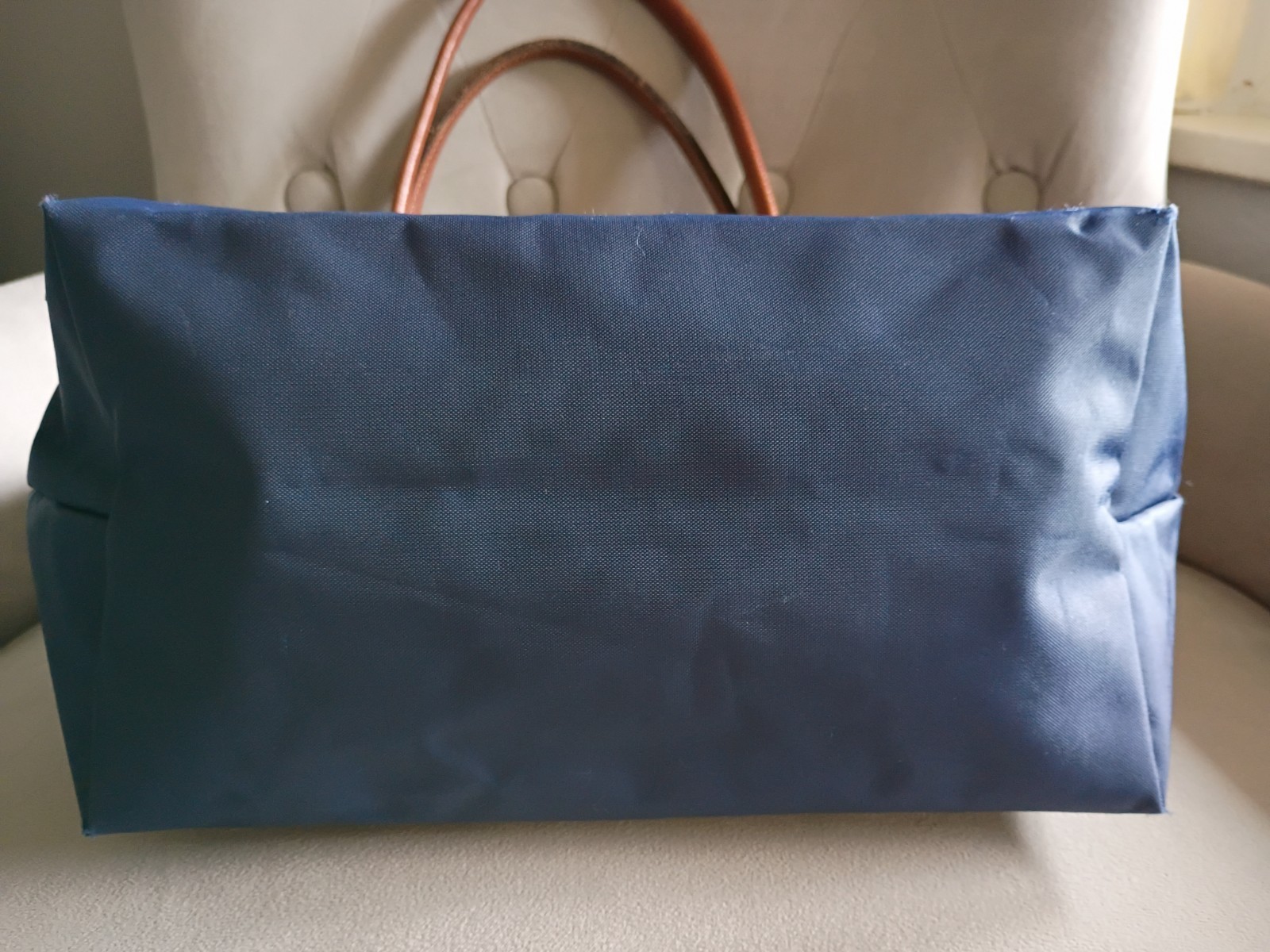 Longchamp le Pliage Navy Blue Canvas Medium Shoulder Tote Bag
