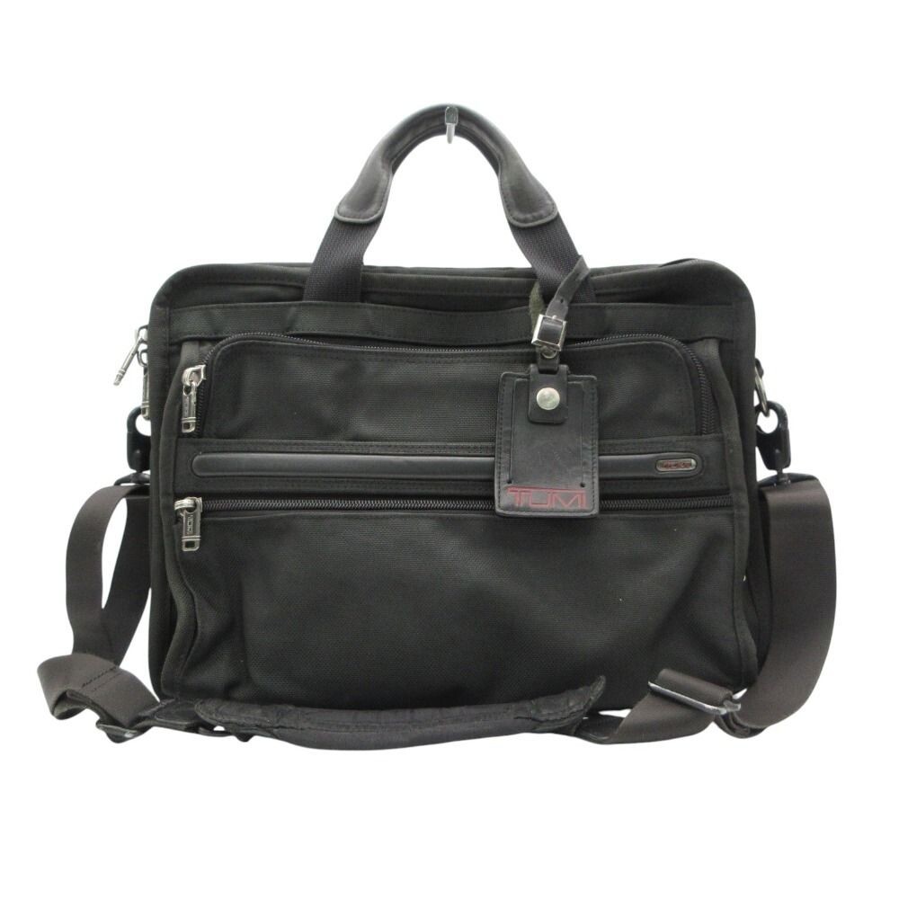TUMI Alpha Essential 2 Way Briefcase Business Bag Black Nylon Men Auth