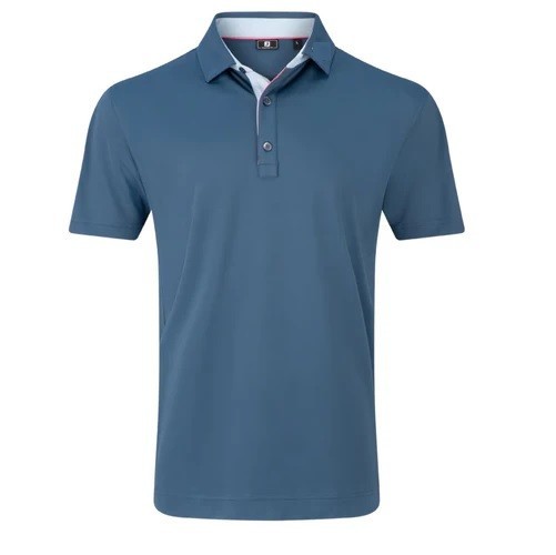 NEW MENS FOOTJOY S/S SOLID PIQUE w/ TRIM POLO GOLF SHIRT, DARK DENIM, PICK SIZE