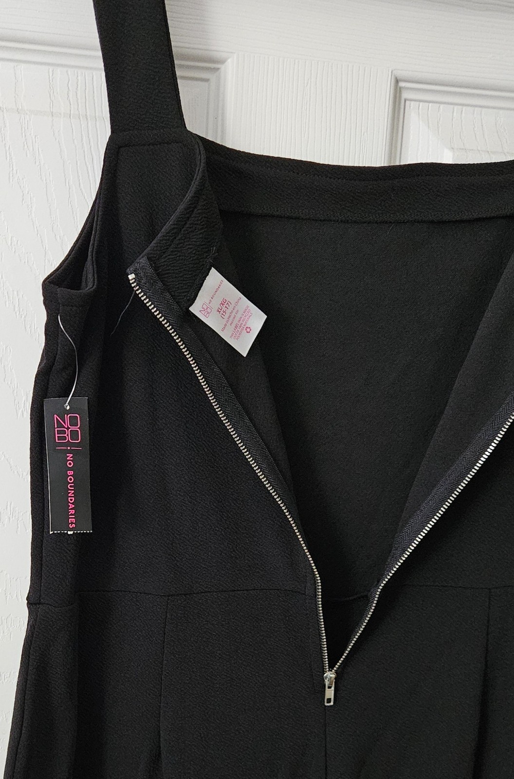 No Boundaries black romper pantsuit size XL 15-17, 100% recycled polyester #1024