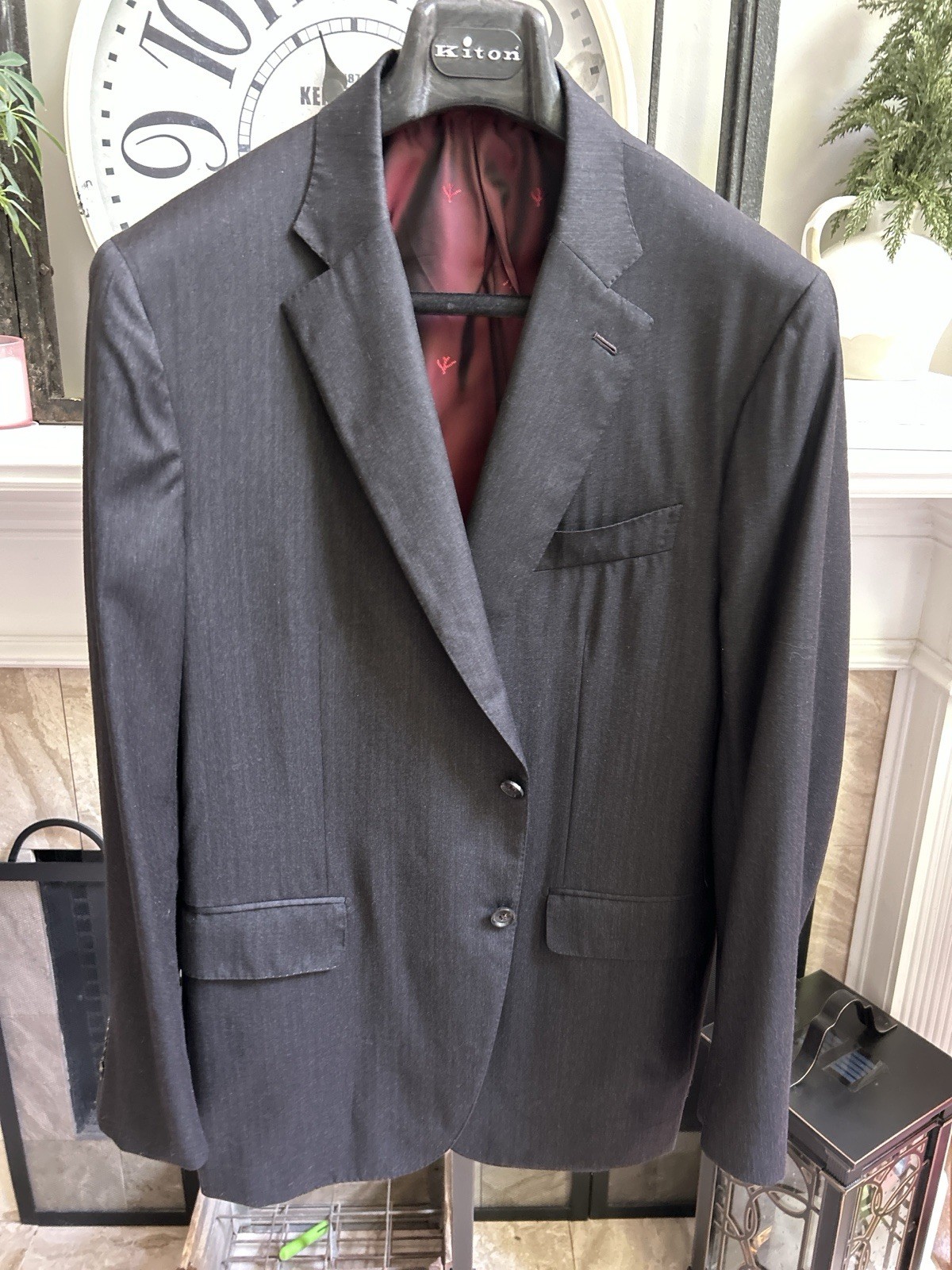 ISAIA men’s “Gregory” wool / silk sport jacket coat – dark gray -EU 58L US 44L