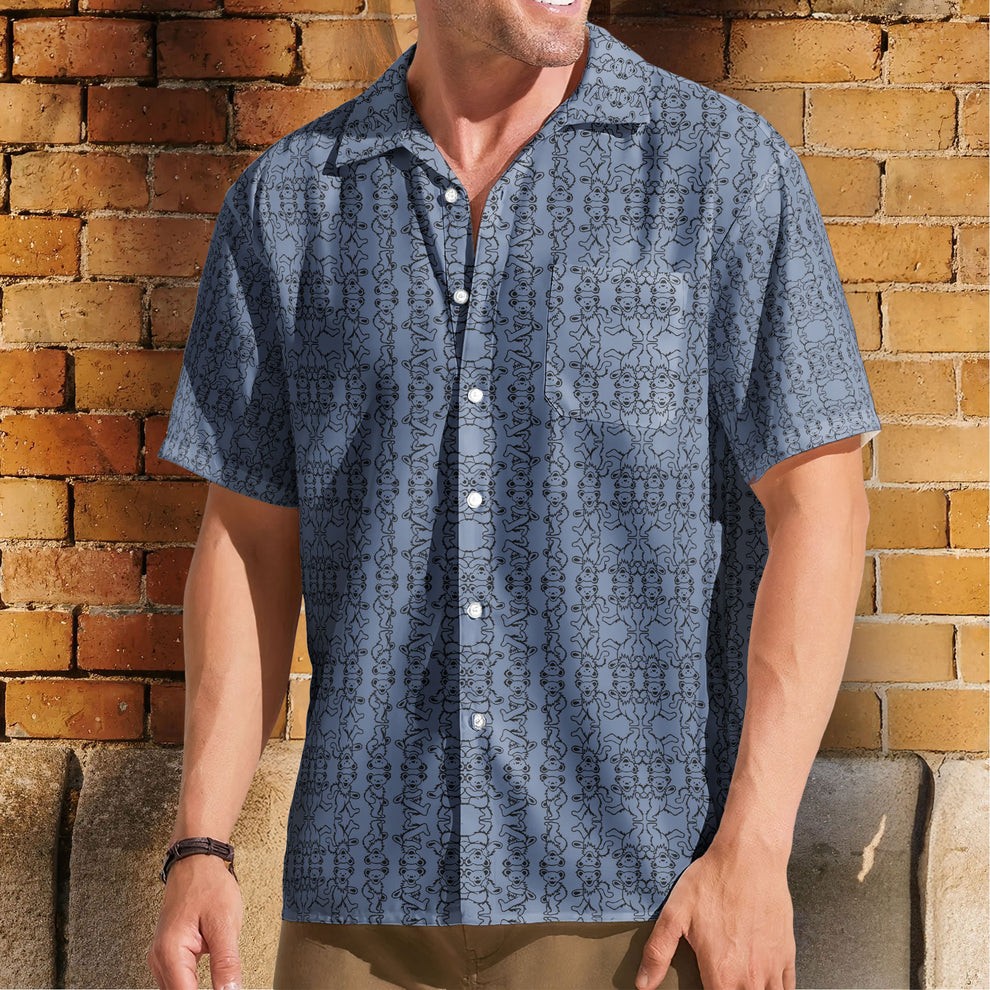 Dancing Bears Hawaiian Men Shirt, Men Grateful Dead Accent Hawaiian Shirt