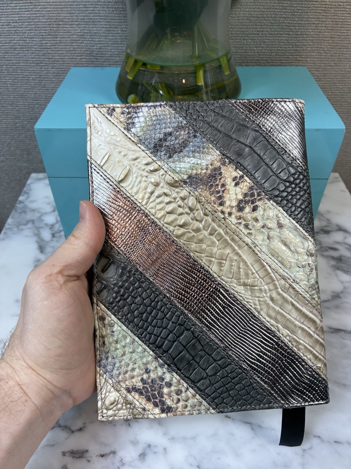 Brahmin Mixed Material Anthracite Flashback Leather Notebook Journal – Rare NWT