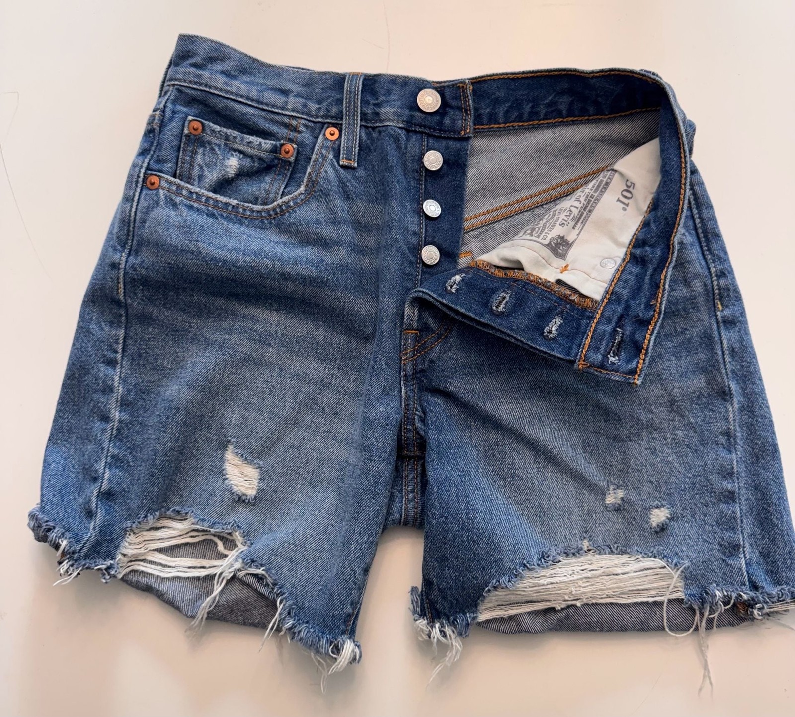 Levi’s 501 Original Distressed Denim Cut Off Shorts