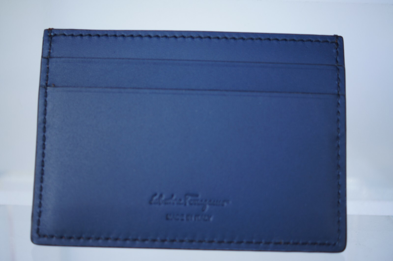 New Salvatore Ferragamo Men’s Wallet Credit Card Holder Brown Logo