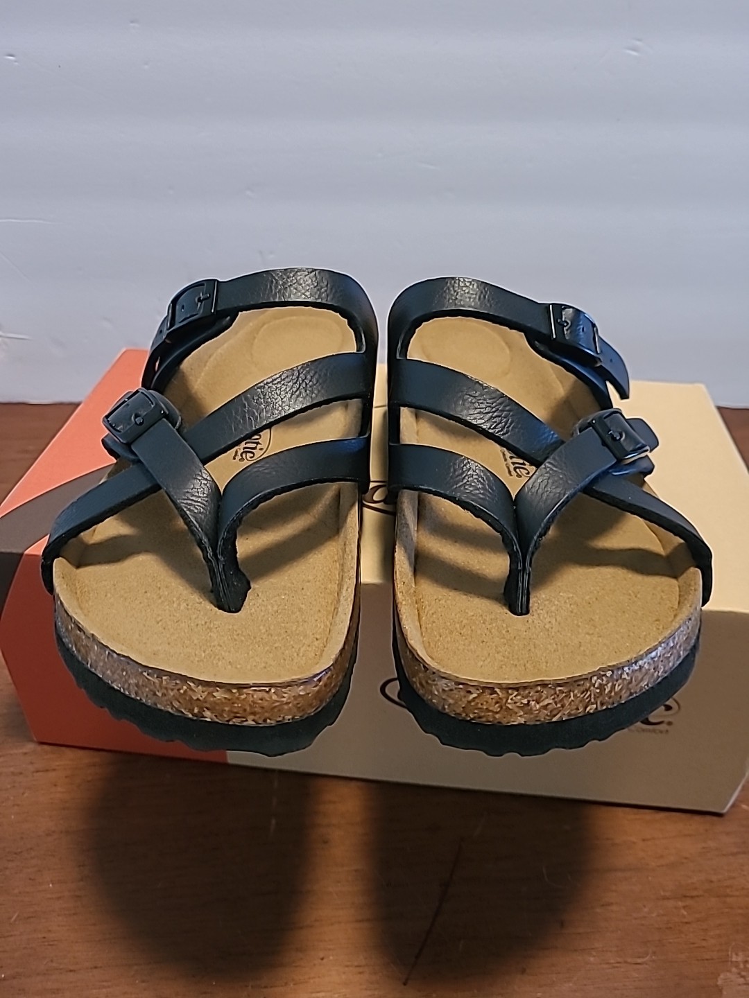 Aerothotic CorkSlides Womens Sz8 Black Synthetic Leather Arch Support PU1105 NIB
