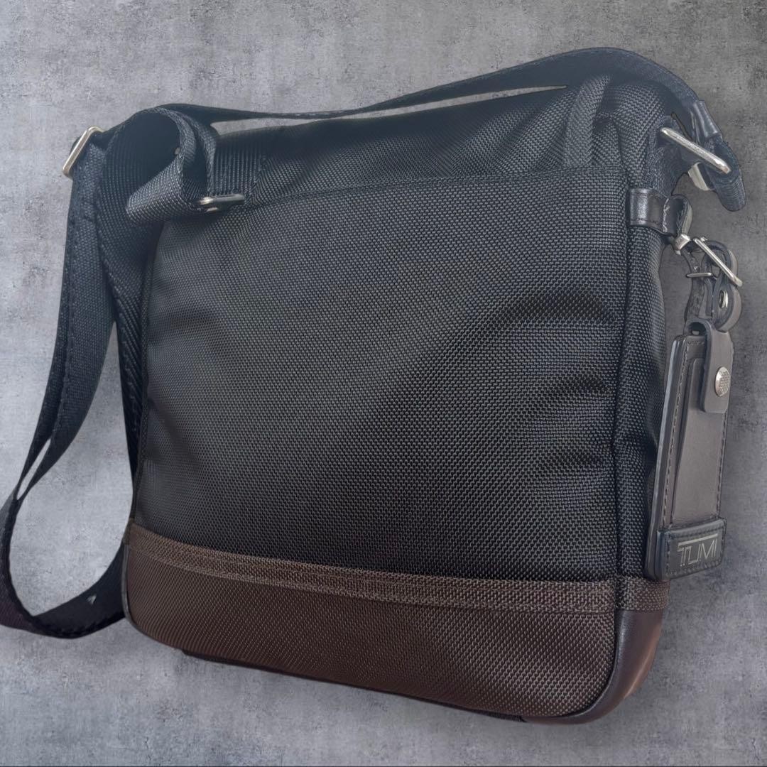 TUMI Alpha Bravo Barstow Crossbody Bag Nylon Leather Men Black Dark Brown