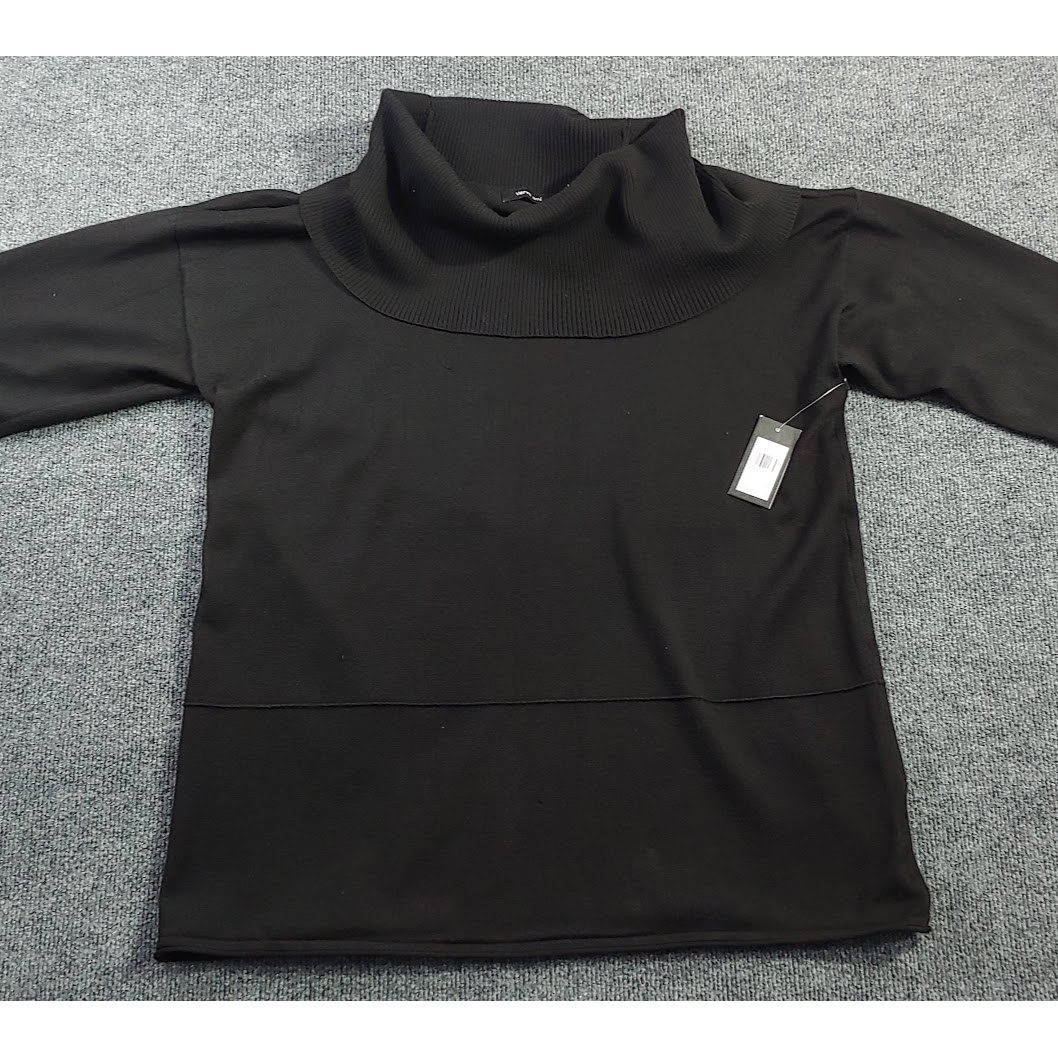 Verve Ami Womens Black Cowl Neck Long Sleeve Tunic Top L Stretch Casual NWT