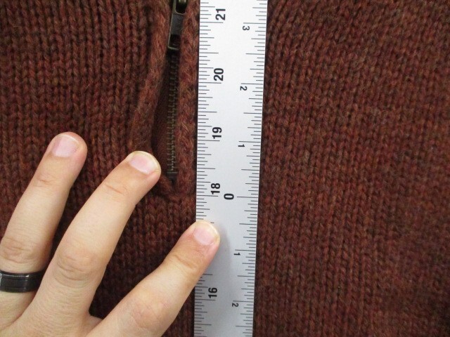 LL BEAN Shetland Wool Pullover Sweater Medium Elbow Patches 1/4 Zip Brown