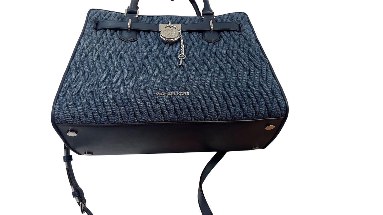 Michael Kors Hamilton Women Medium Crossbody Satchel Handbag Denim Bag Blue