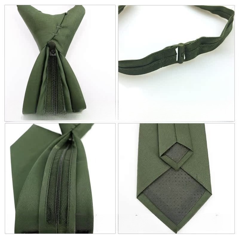 Pre-Tied Zipper Necktie Formal Uniform Business Wedding Tie Easy Wear