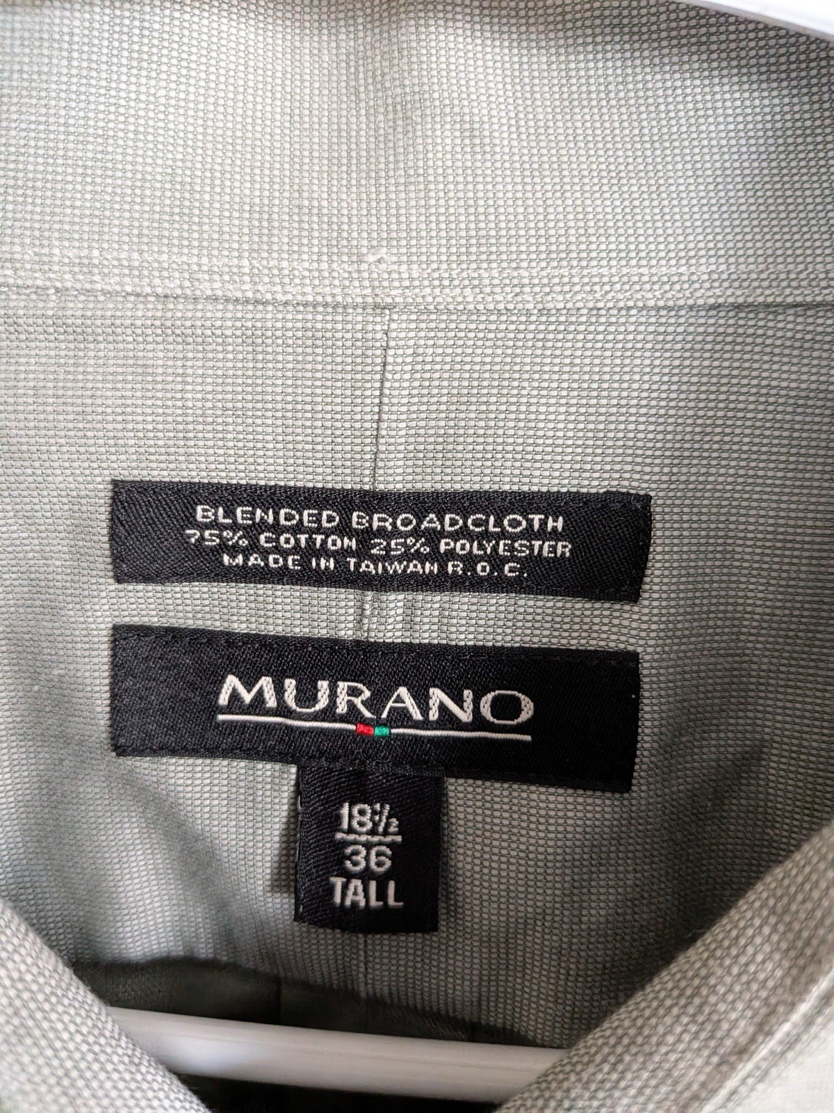 Murano Men’s Long Sleeve Light Gray Check 18.5/32 Tall Button Down Shirt