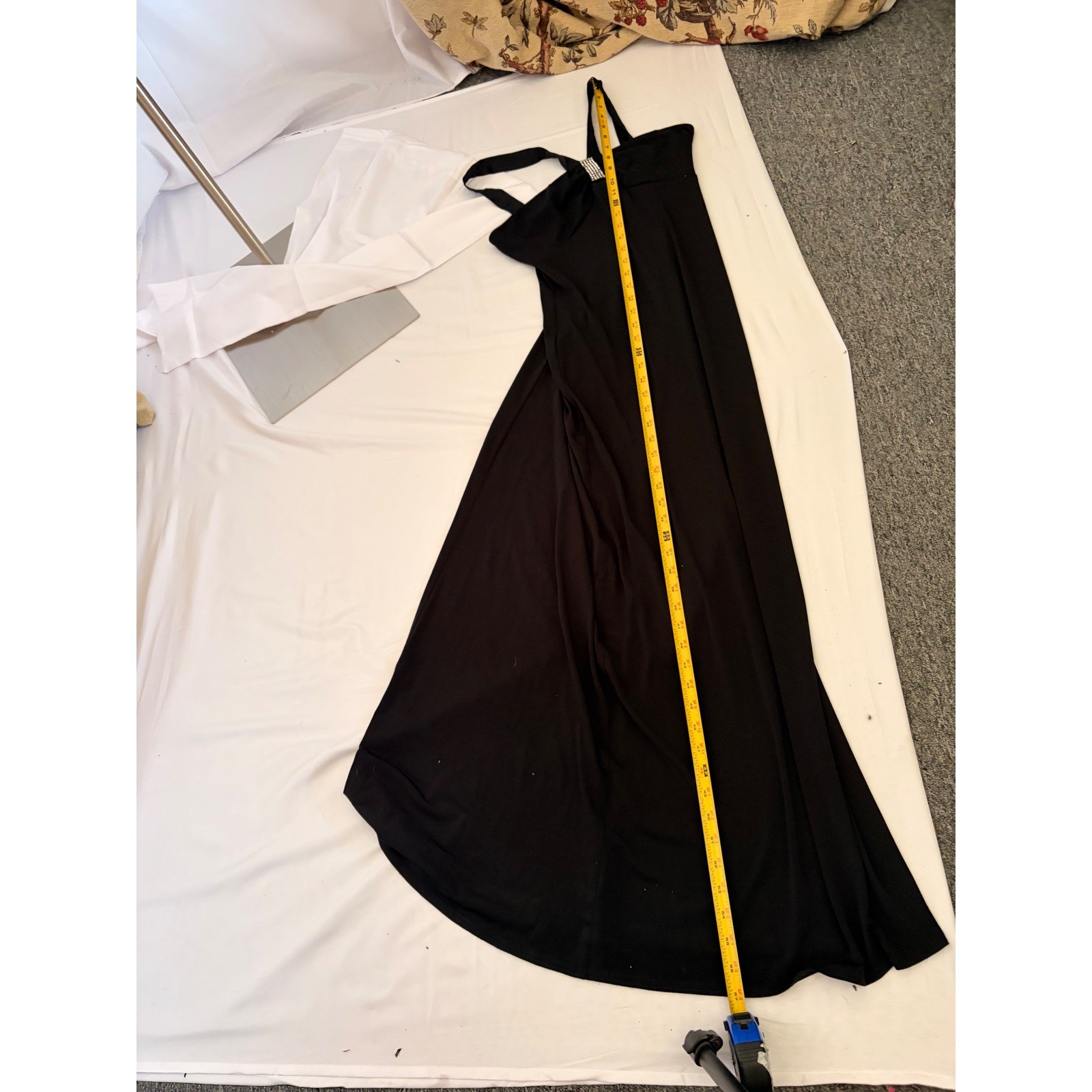 City Triangles Black Rhinestone Maxi dress/gown with silver rhinestone detailing