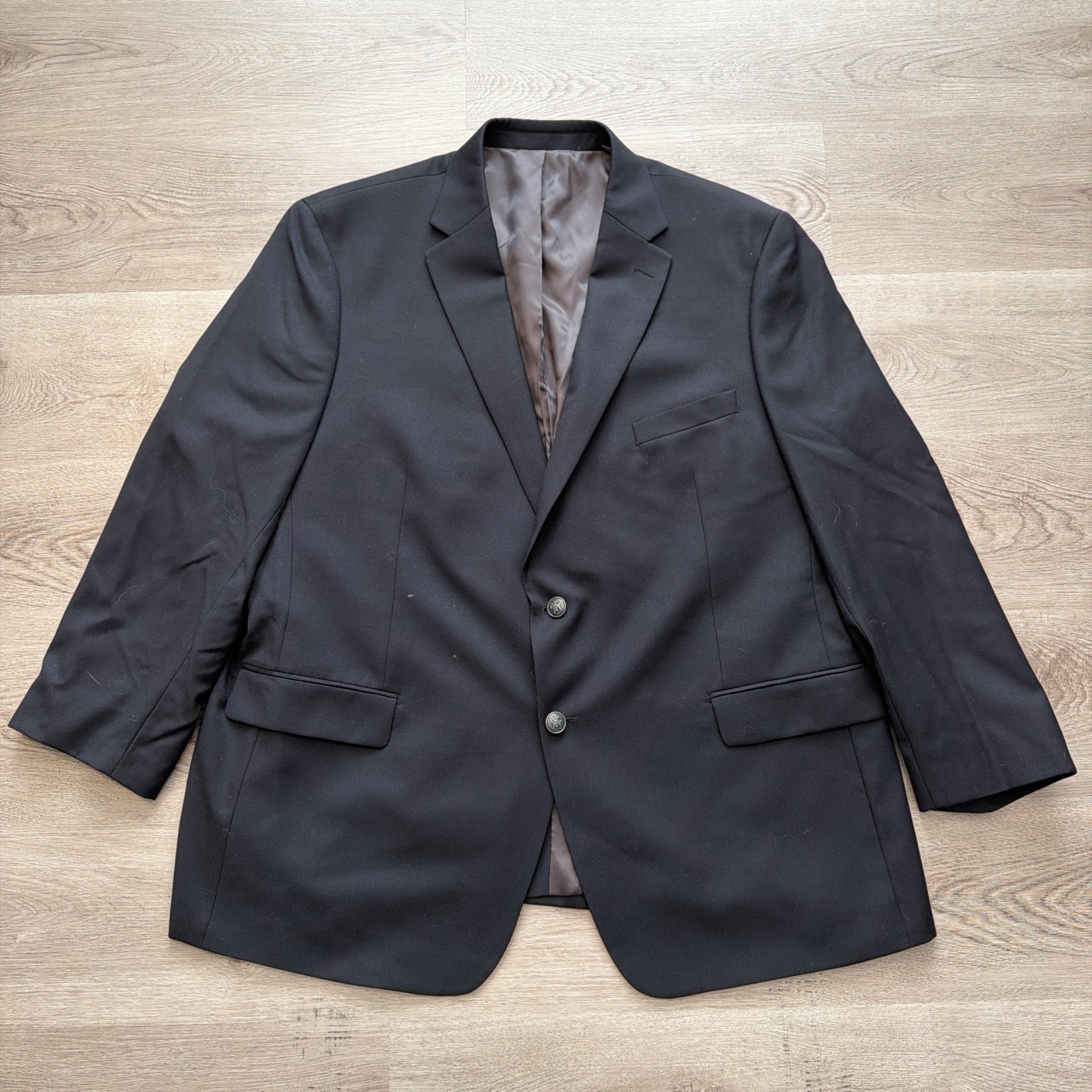 Hart Schaffner Marx 1887 Mens 52R Navy Blue Wool Blazer Jacket Suit Coat Metal