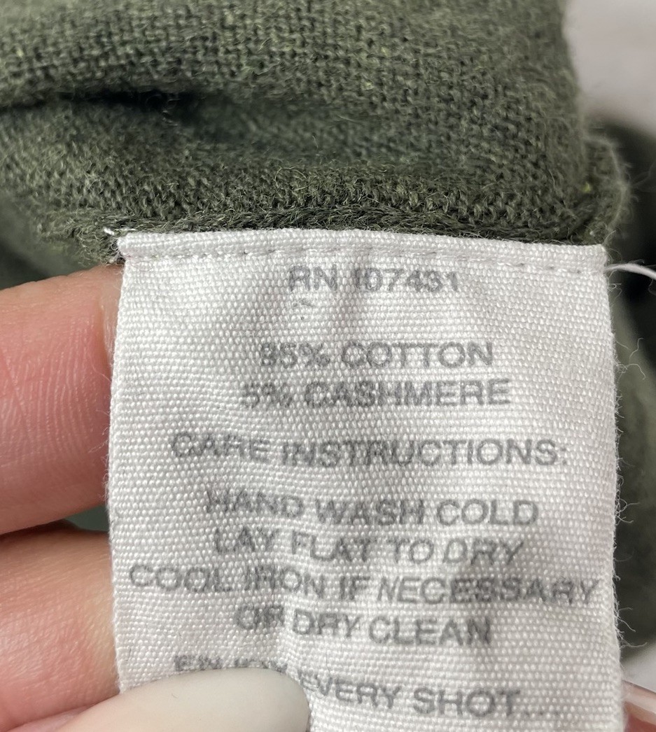 Linksoul Men’s Size L Large Cotton Cashmere Sweater Green Elbow Patches Luxury