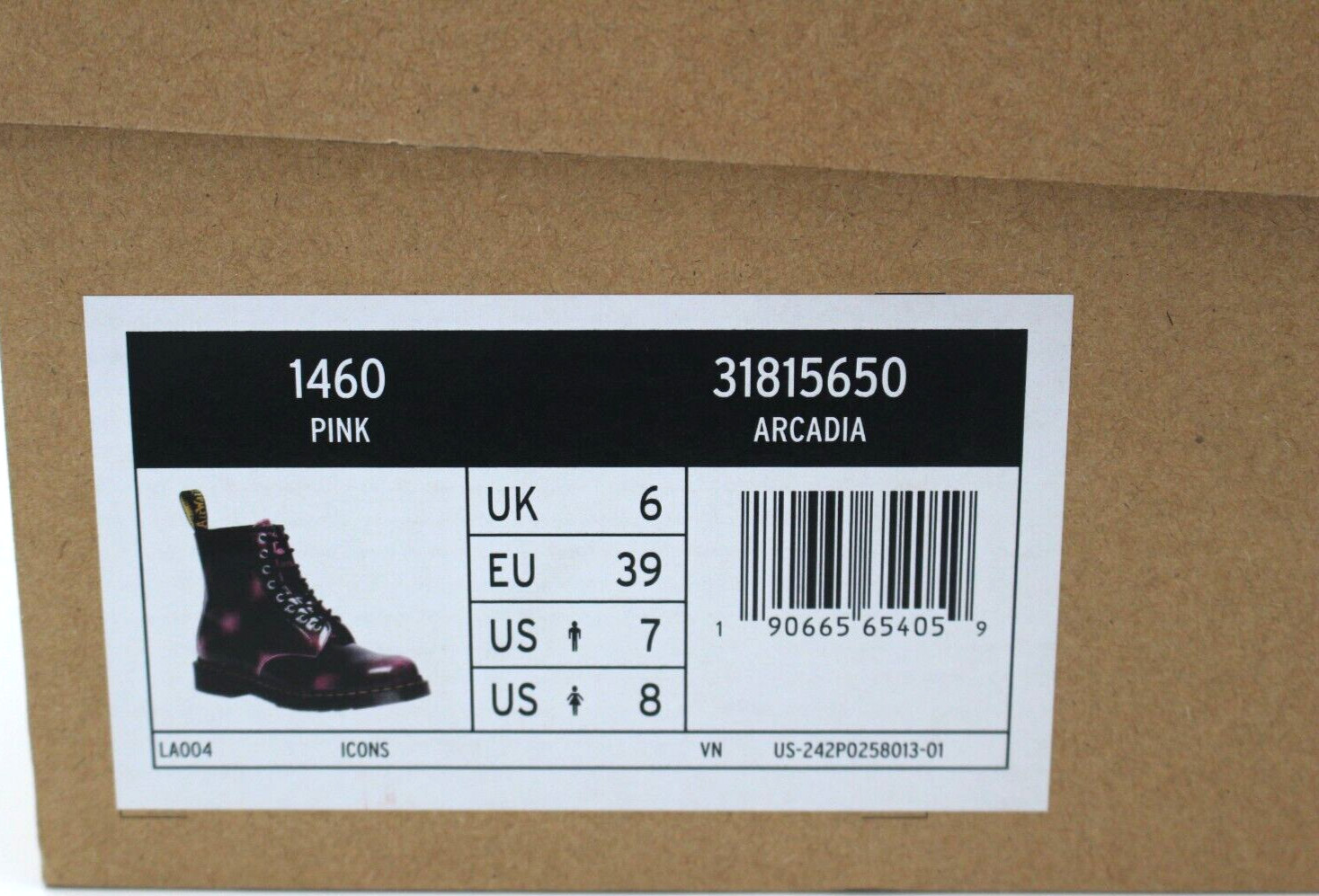 Dr. Martens 1460 8 Eye Boot Womens Pink Arcadia Doc Martens – Size 8