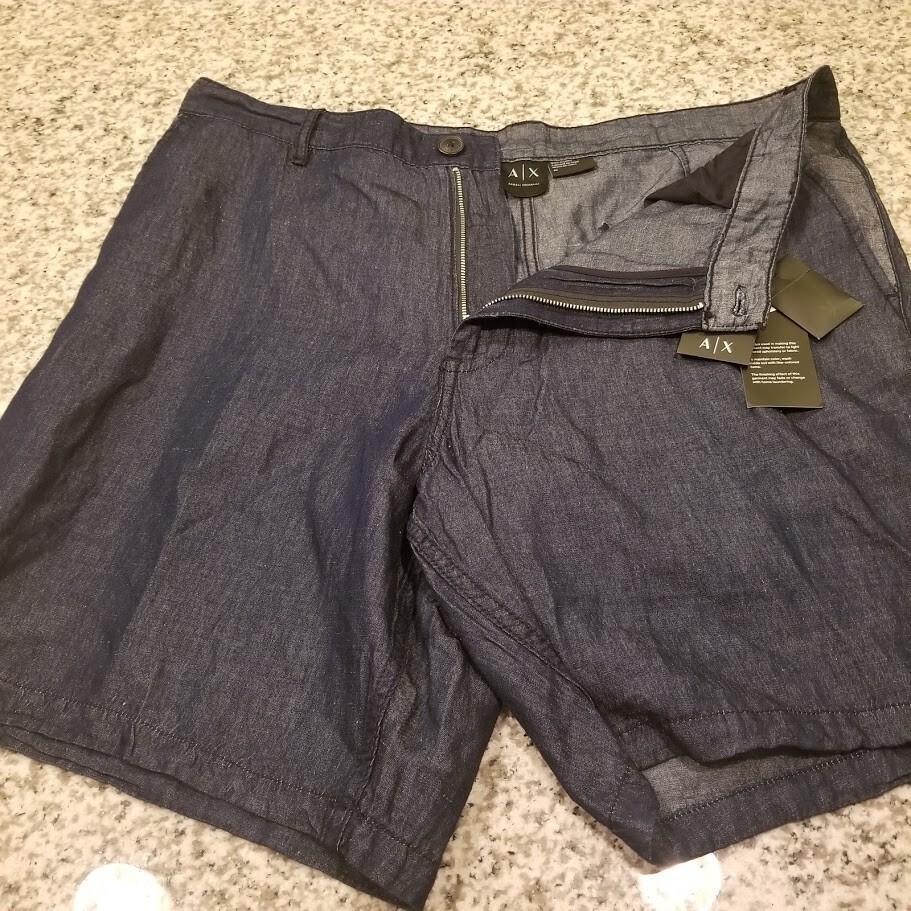 NWT Men’s Armani Exchange BERMUDA Navy Blue Denim 30 32 33 34 36 38 Linen 0024