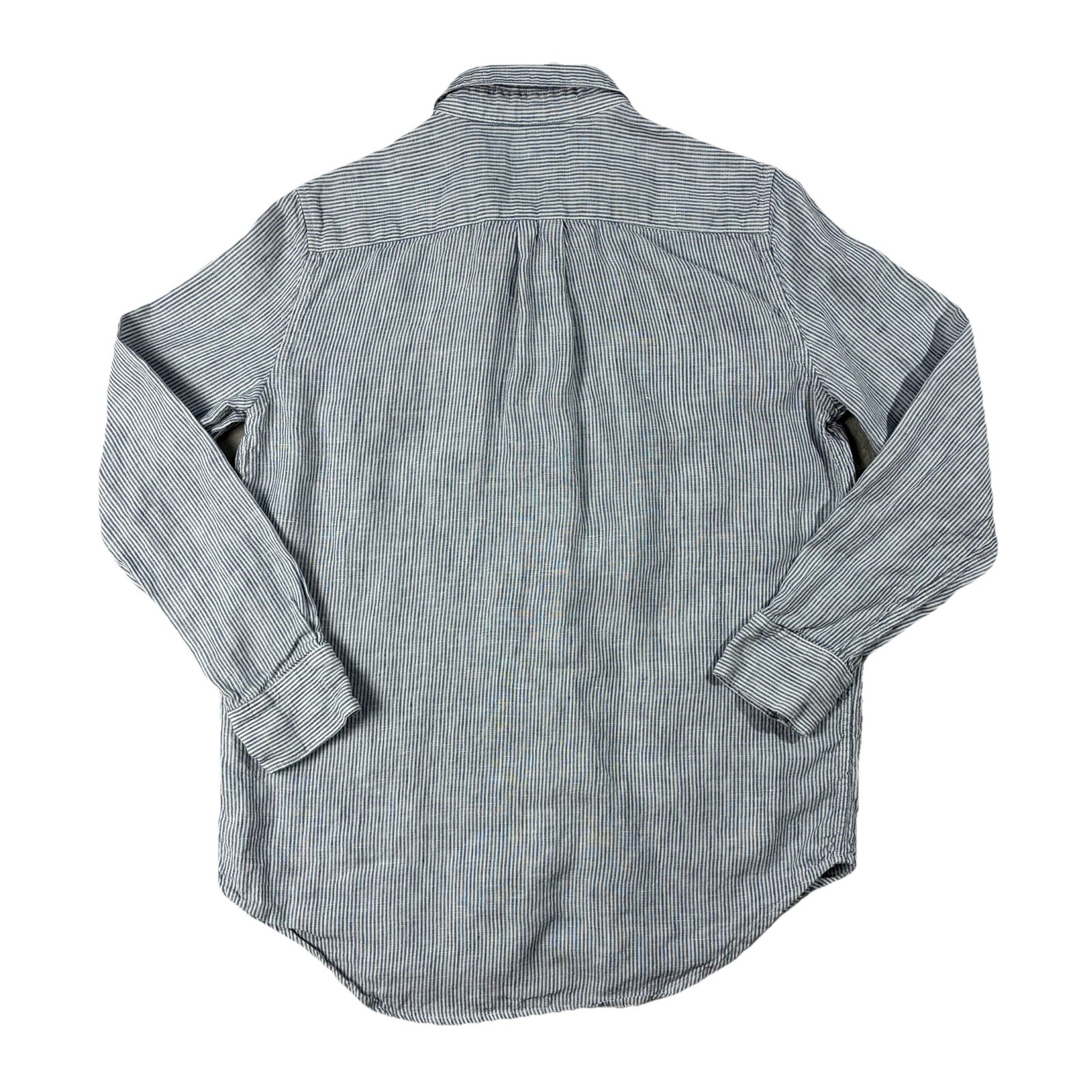 Quince European Linen Long Sleeve Button Up Blue Stripe Womens S Quiet Luxury