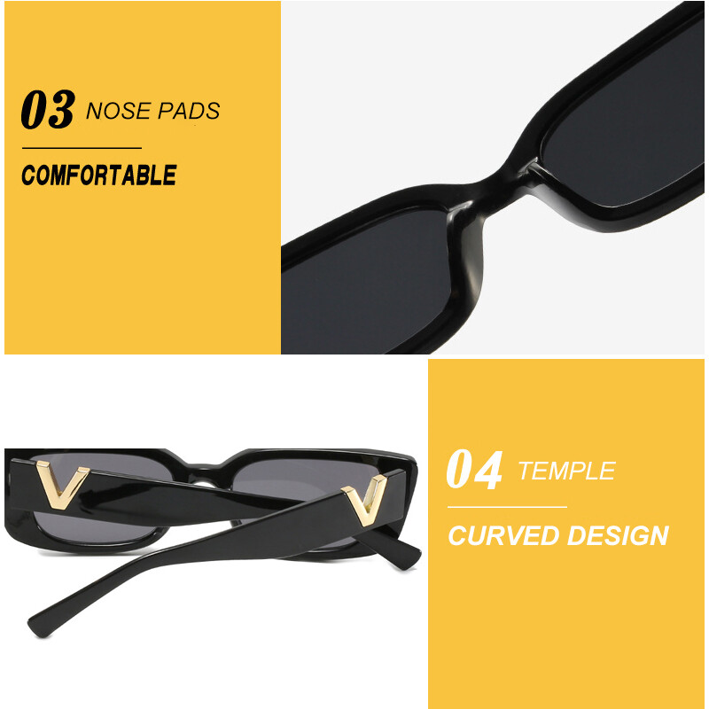 Small Rectangle Sunglasses for Women Men Vintage Trendy Rectangular Sunglasses