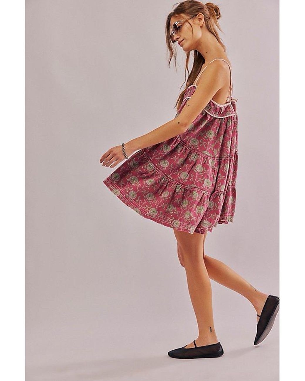 NWT Free People Wilder Days Printed Mini Dress Size XS PINK