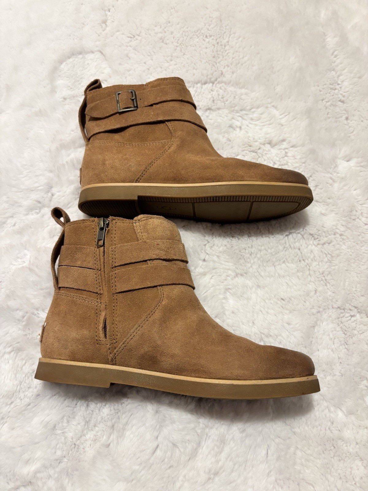UGG Josefene Ankle Boots Suede Chestnut Brown Straps Size 8 US