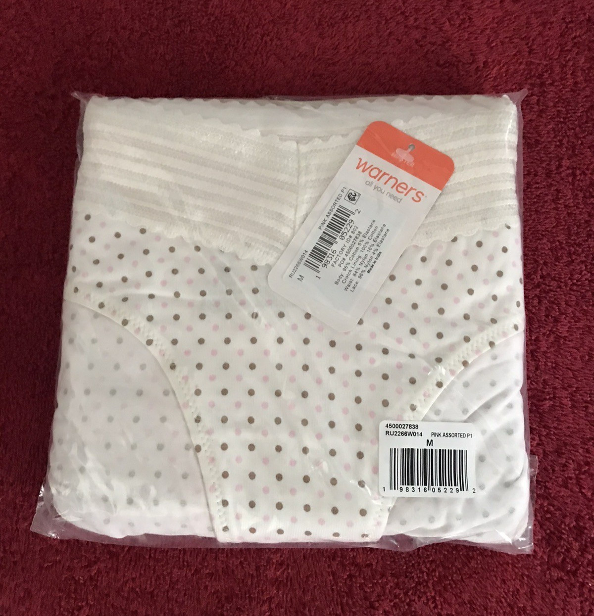 Warners Hipster Panties Underwear Lace Top (6-Pack) Women’s Sz M Cotton Stretch