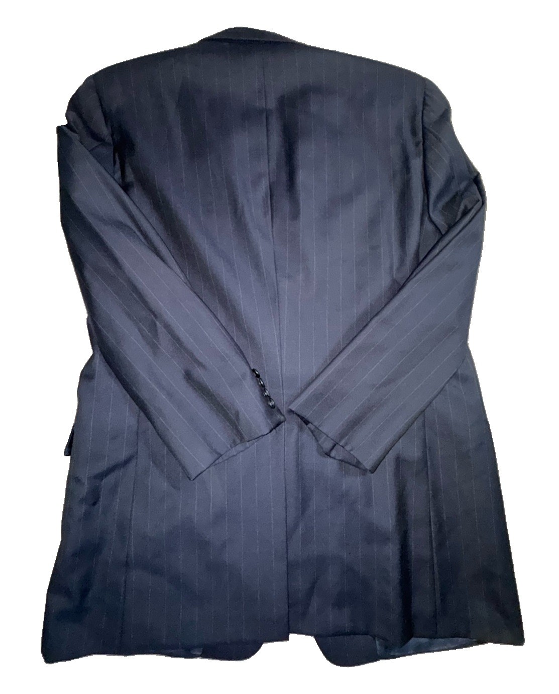 Hickey Freeman Collection Custom 100% Wool Navy Pinstripe Suit 44L Morton Britto